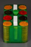 Rare Clear Bright Green Catalin Poker Chip Caddy with Chips - Incredible